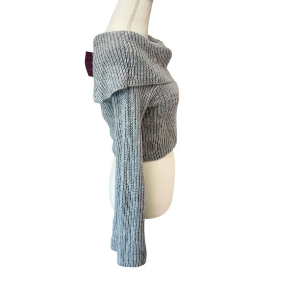 MAVERICK THE COLLECTION Sweater Cropped Size S Off Shoulder Ribbed Knit Cropped - Picture 3 of 10